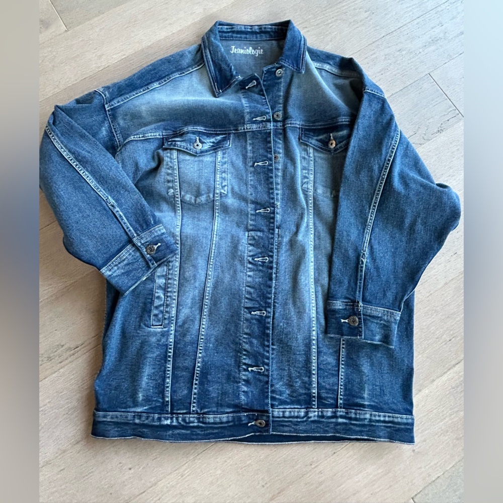 Oversized Jean Denim Trucker Jacket Women’s XL NWOT by Jeaniologie